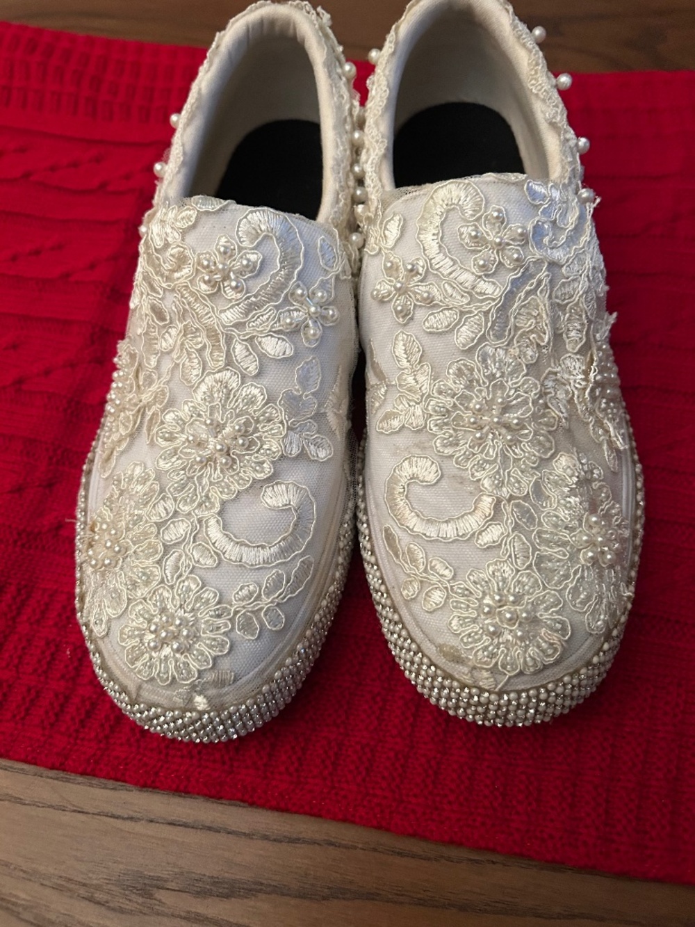 Nike slip on shoes with lace added